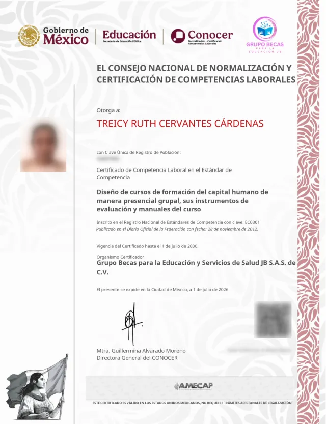 Certificado EC0301: Diseño de cursos de formación del capital humano de manera presencial grupal